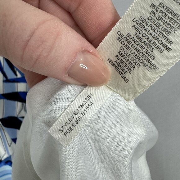 Eliza J Womens Dress 4 Blue Palm Leaf Jersey Knit Ruched Tropical Resort Vacay - Picture 12 of 12